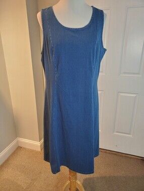 Denim And Co Comfy Knit Air Tank Dress Blue Denim